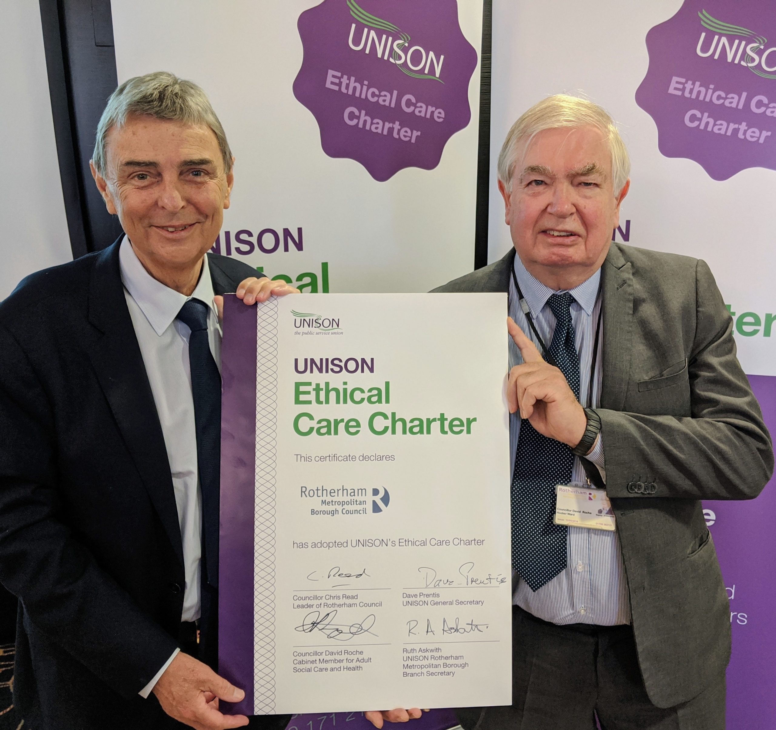 We have secured Unison’s Ethical Care Charter.