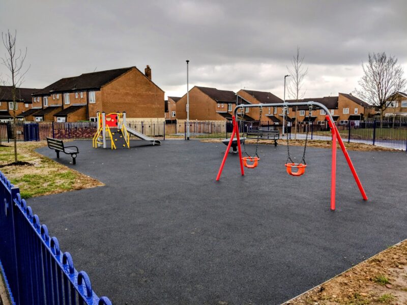 Play area at Flanderwell. Under Labour